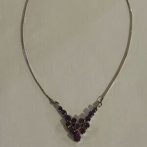Elegant Silver and Purple Necklace